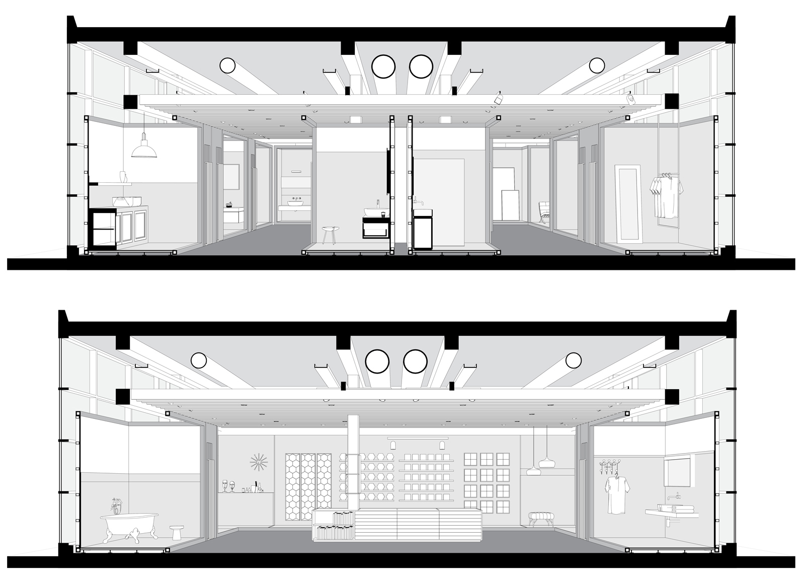 Showroom Marca Corona, Allestimento, progetto, interior, Deferrari Modesti