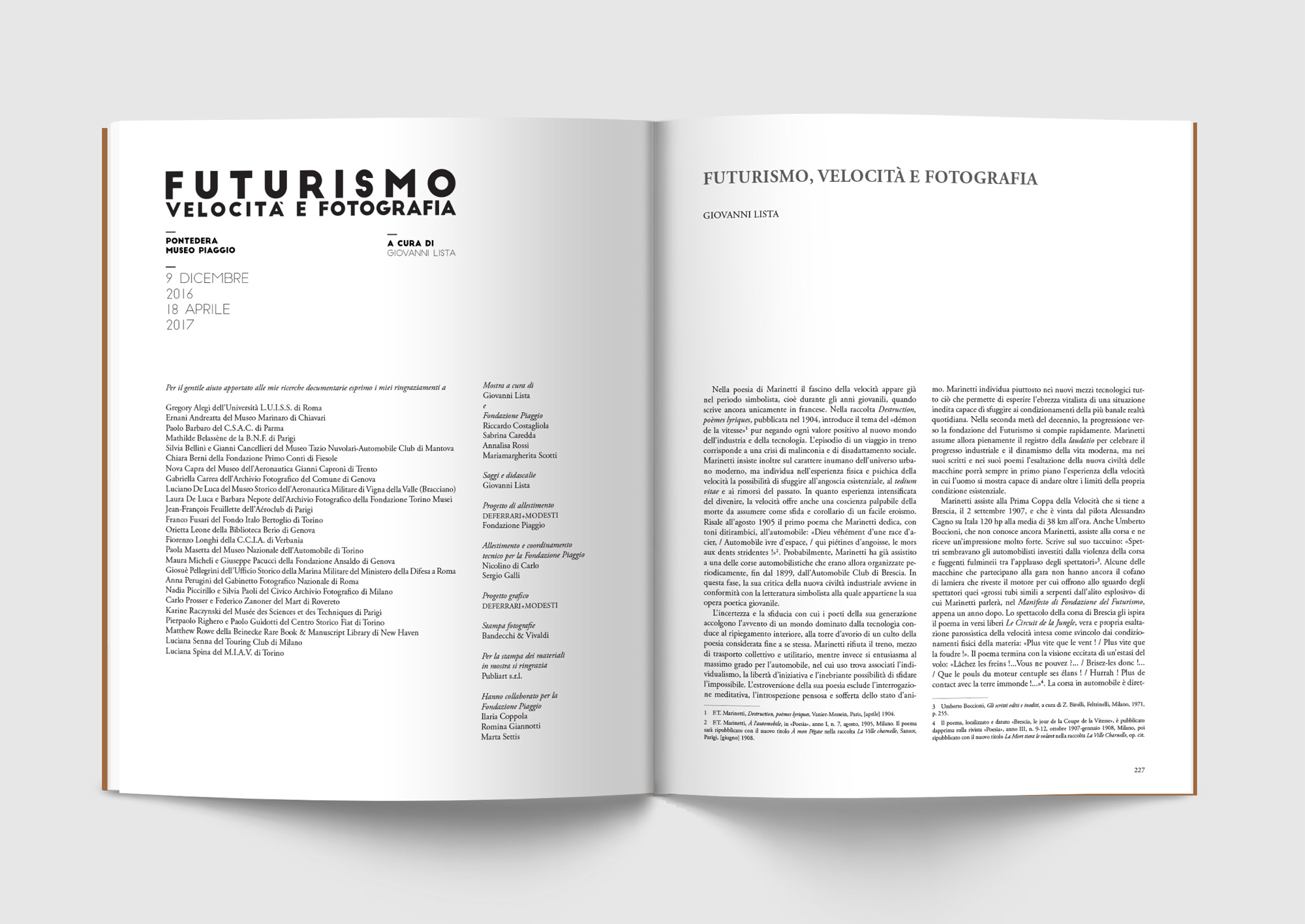 Futurismo, Mostra, G. Lista, Pontedera, deferrari modesti, Progetto grafico, Catalogo mostra