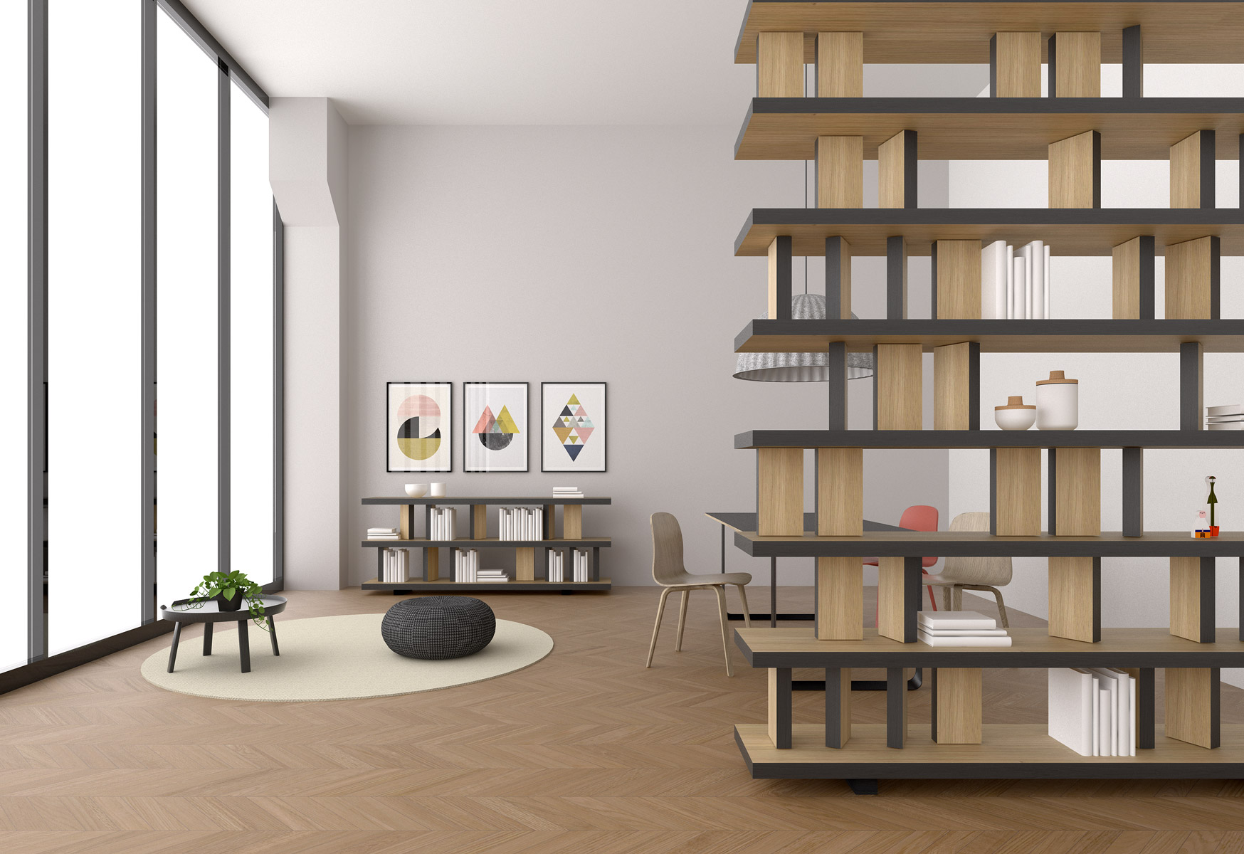 Gelosia, Fiemme 300, libreria in legno, Deferrari Modesti