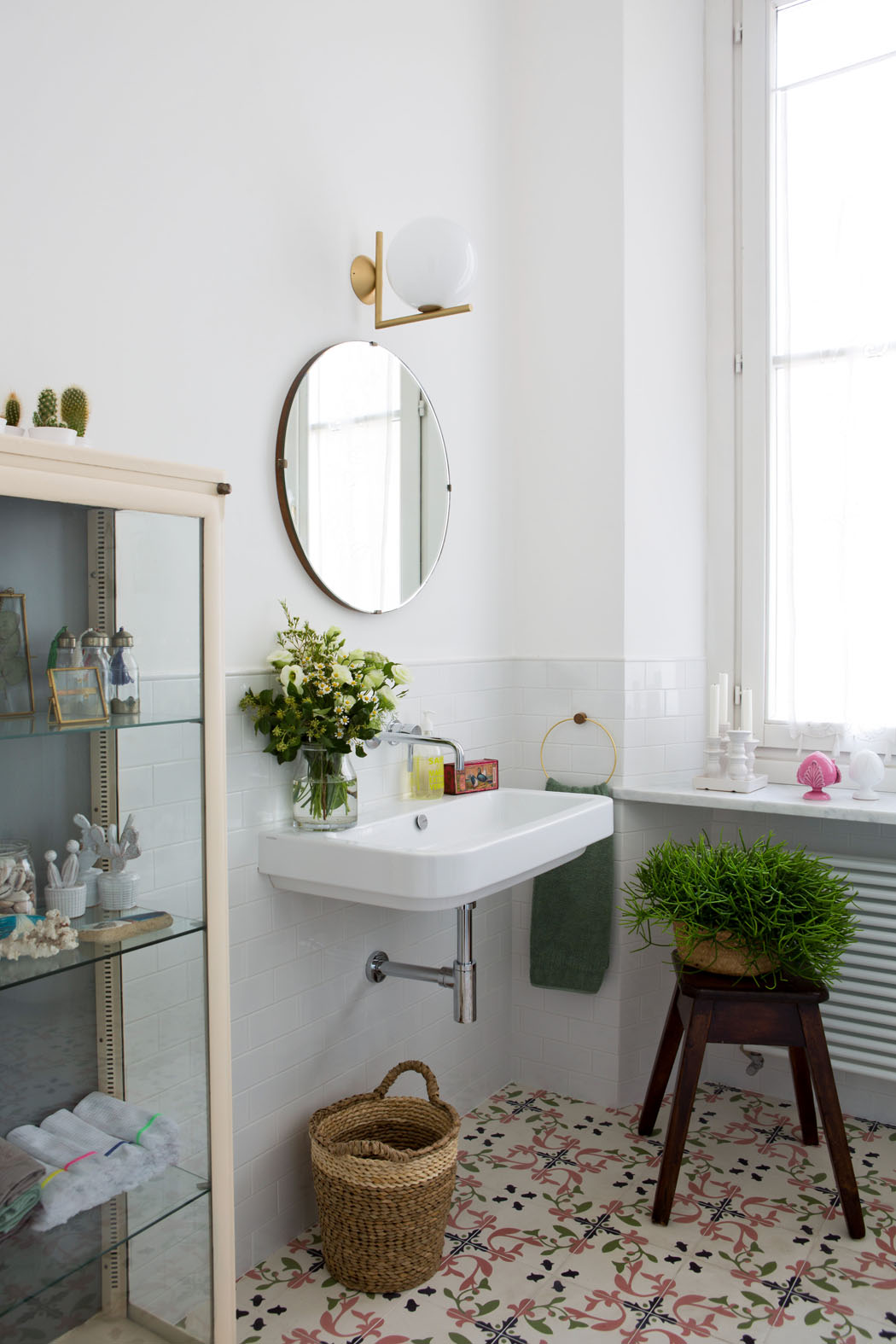 Casa MF, Interior Design, Ristrutturazione, Progetto, Deferrari Modesti, Bagno, Firenze, Milano, Cementine, vintage