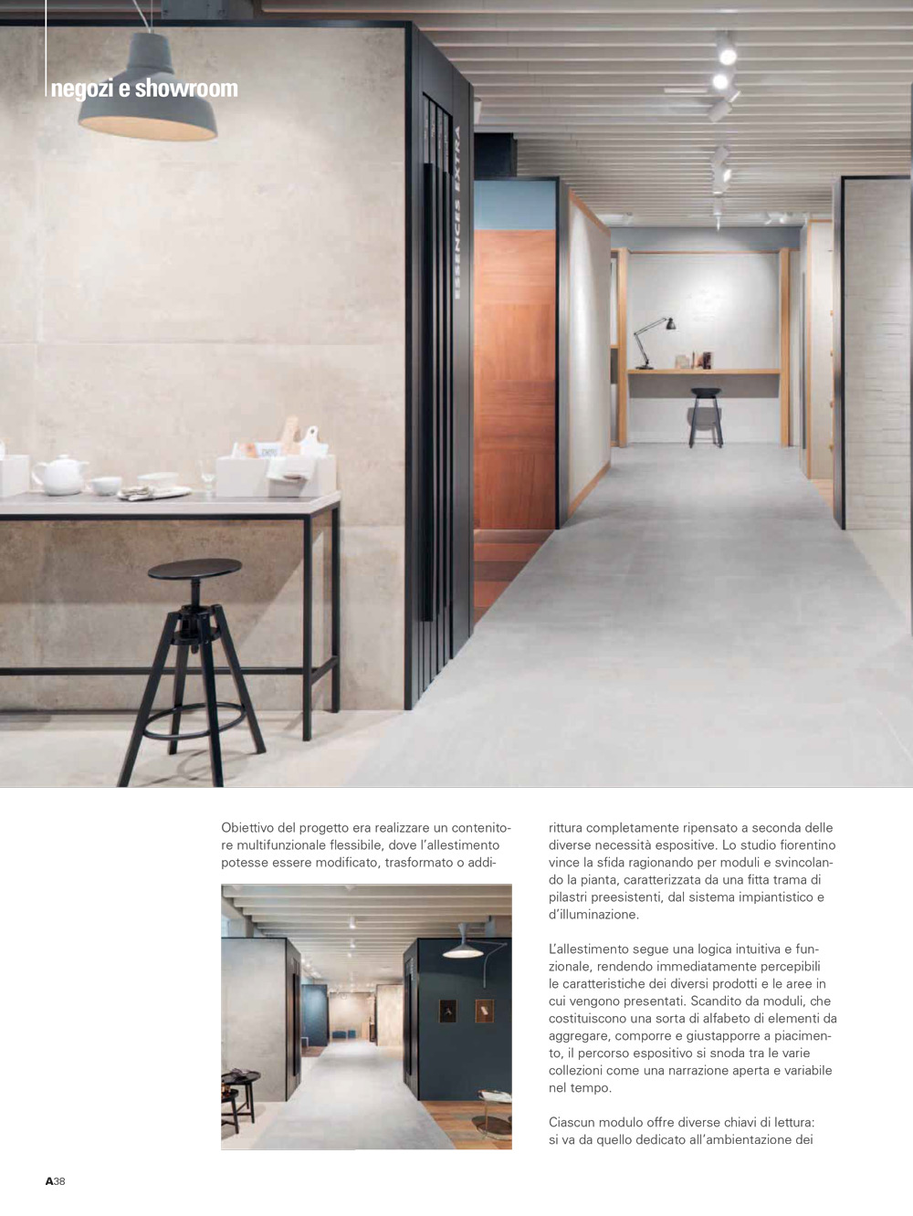 Rivista Allestire, Showroom Marca Corona, Progetto, Deferrari Modesti