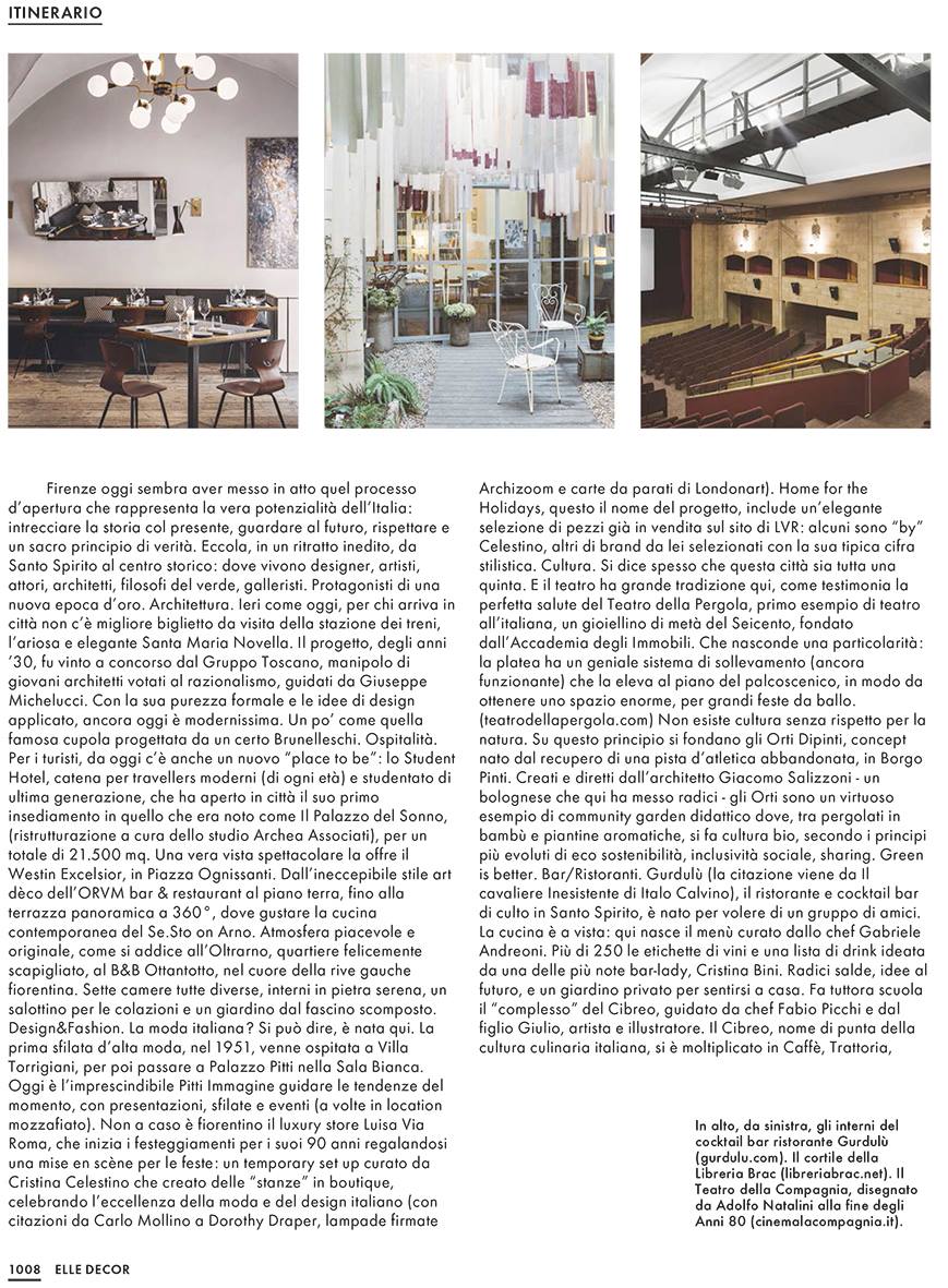 Elle Decor, Libreria Brac, rinascimento fiorentino, Deferrari Modesti