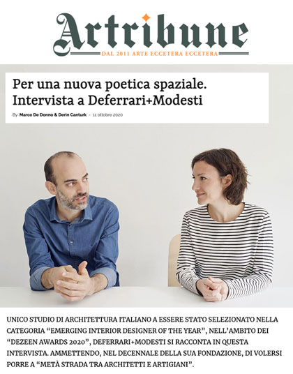 artribune, intervista, javier deferrari, lavinia modesti, marco de donno, Derin Canturk