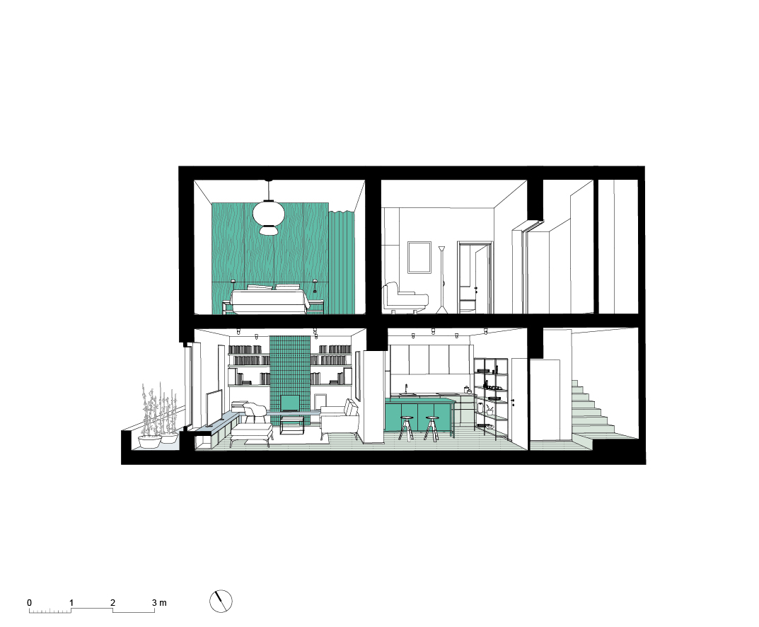 House LM, Brozzi, Firenze, Deferrari+Modesti, ristrutturazione, interior, section