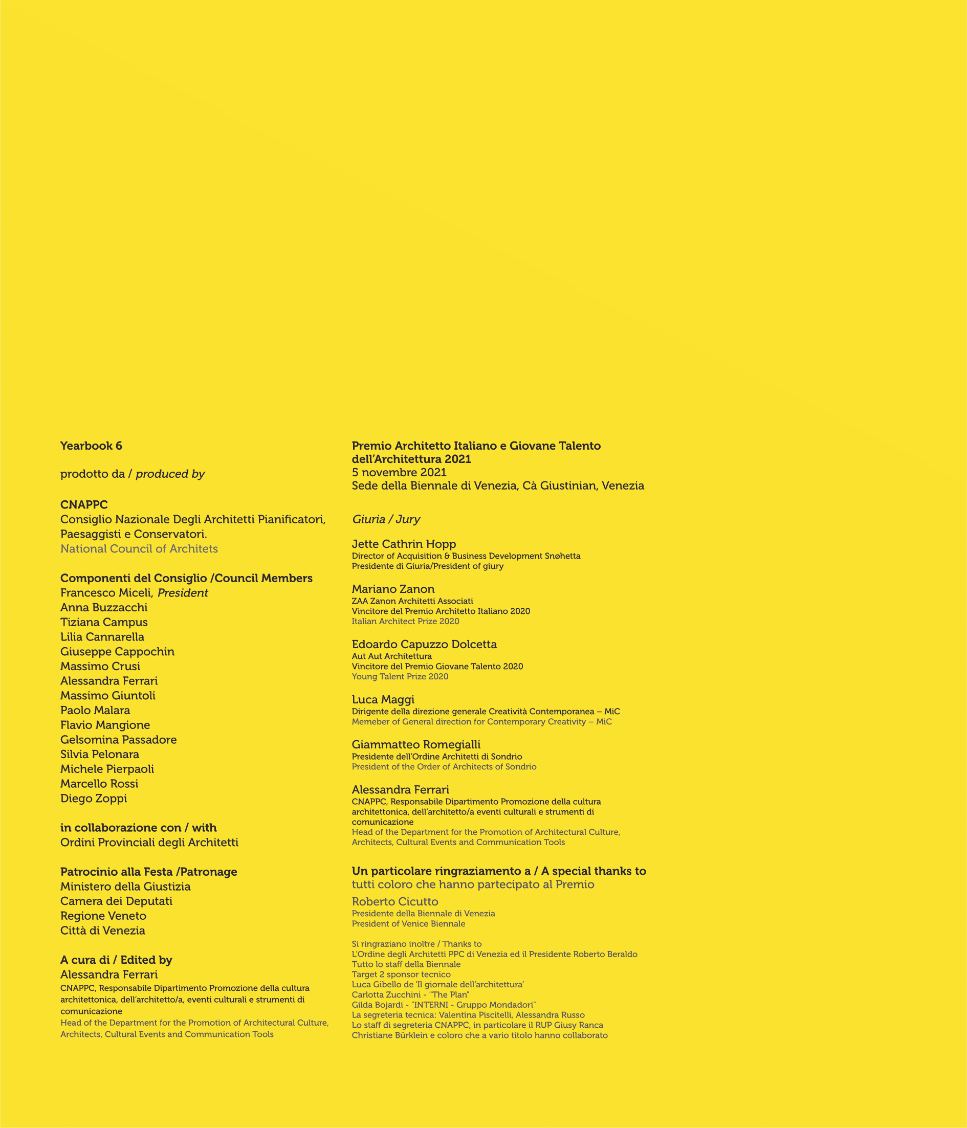 Yearbookn6, Consiglio Nazionale degli architetti pianificatori paesaggisti e conservatori