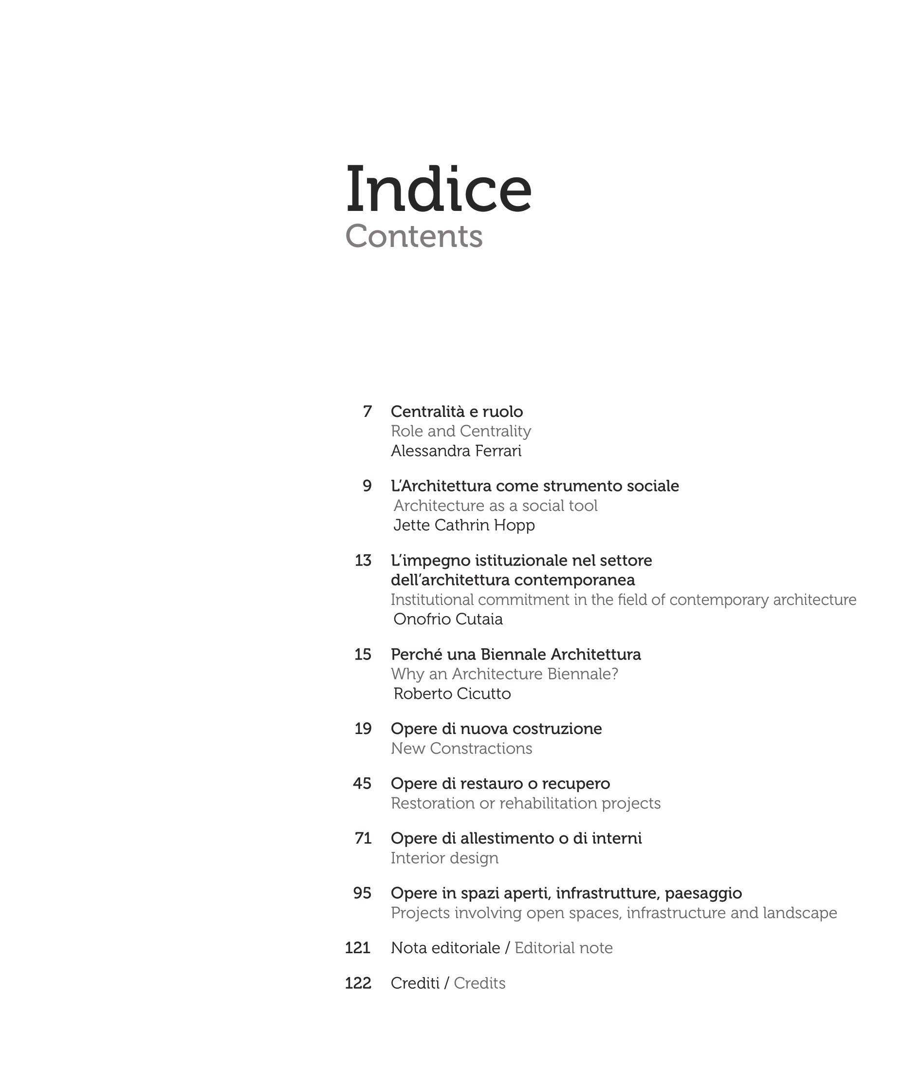 Yearbookn6, Indice, Consiglio Nazionale degli architetti pianificatori paesaggisti e conservatori