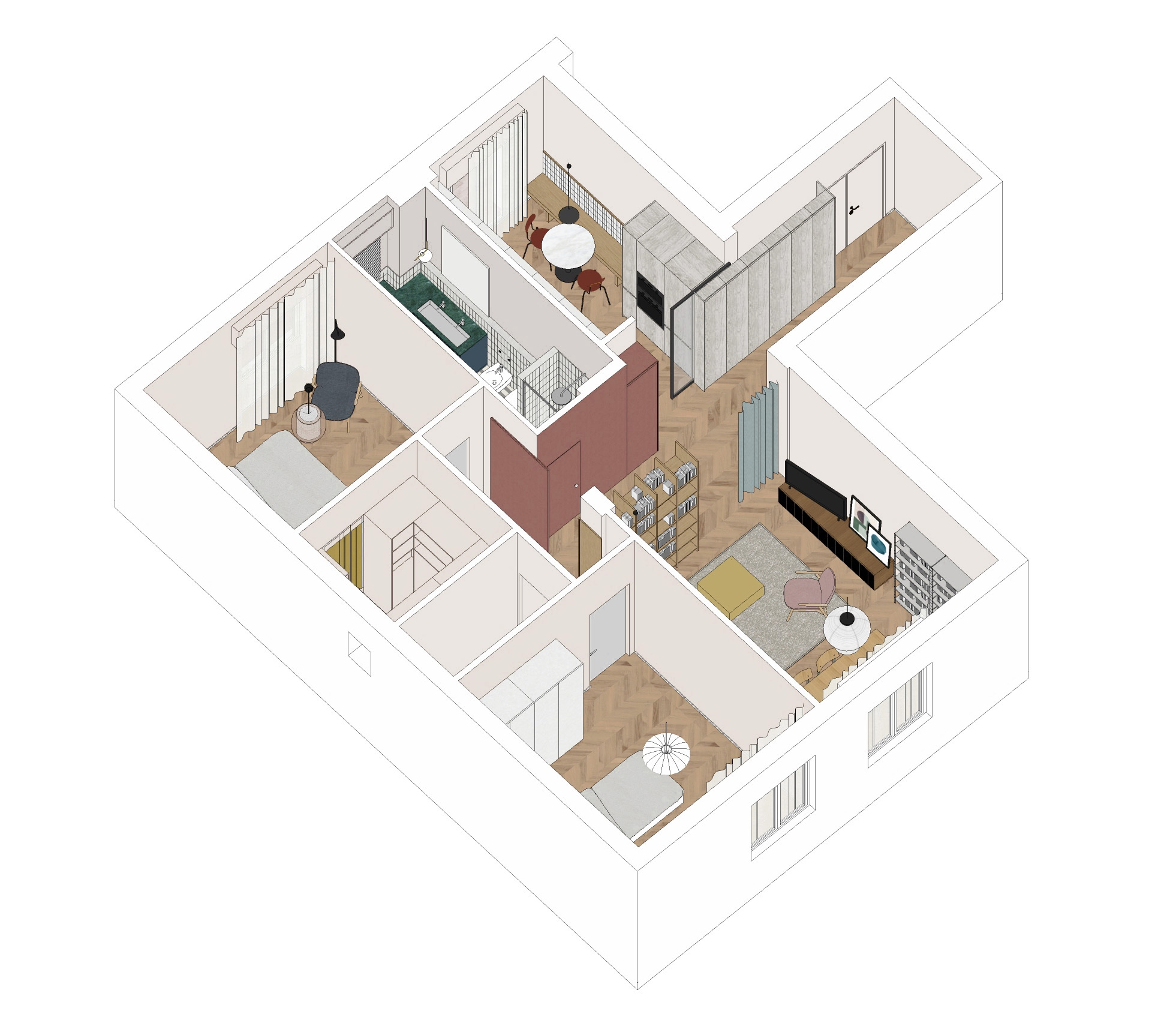 Casa AD, Assonometria, Firenze, Interior Design, Deferrari Modesti