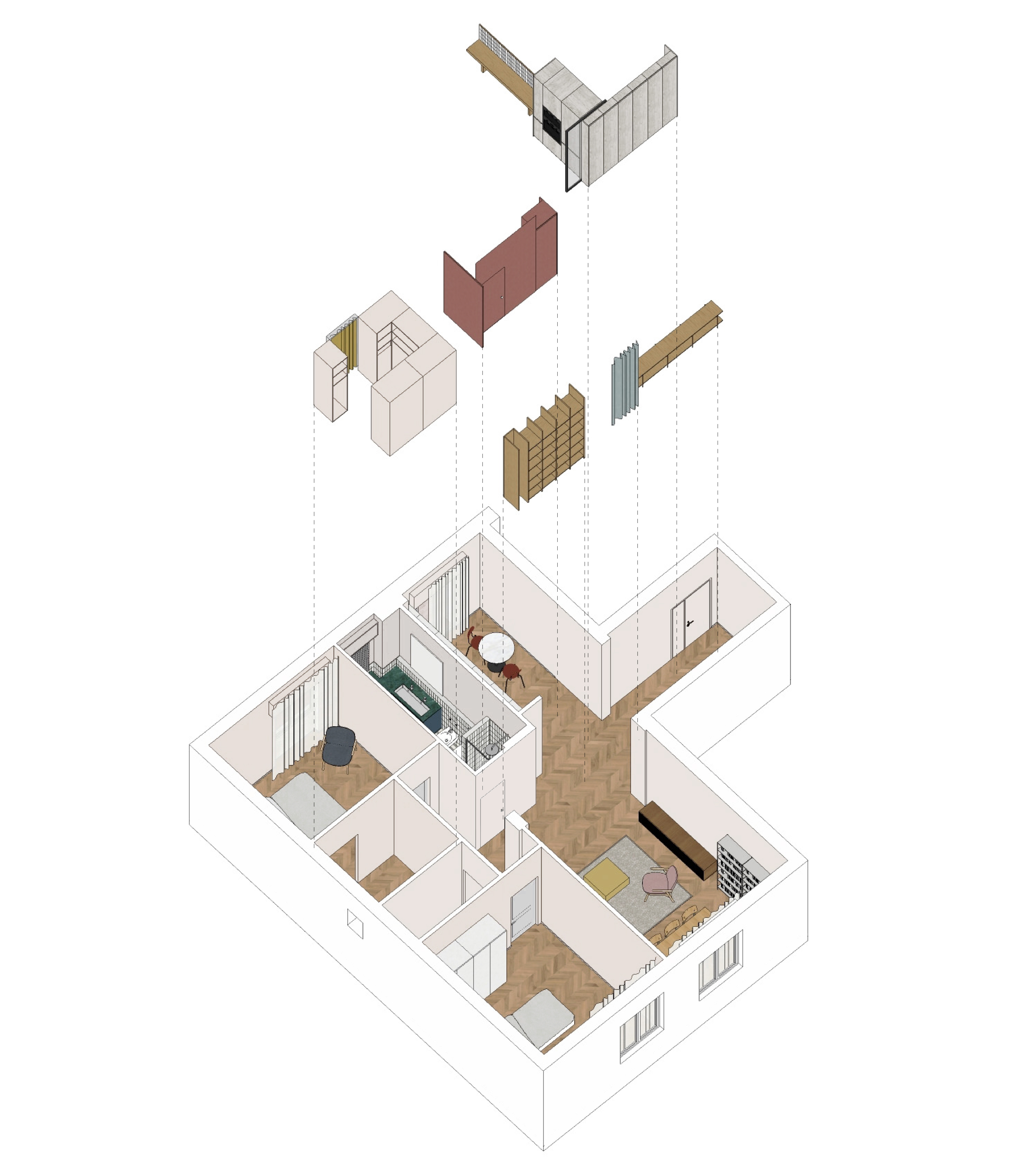 Casa AD, Assonometria esplosa, Firenze, Interior Design, Deferrari Modesti