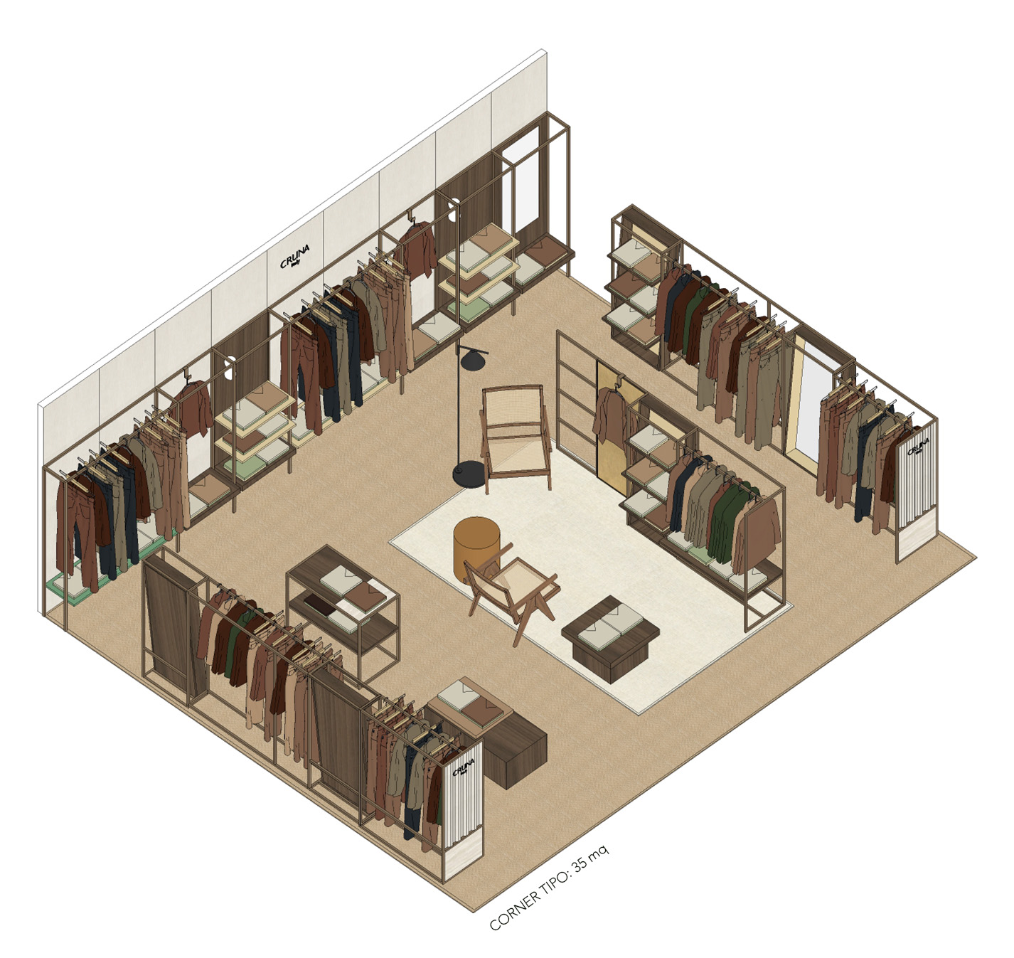 Assonometria, Sistema Cruna, Modulare, Interior Design, Deferrari Modesti